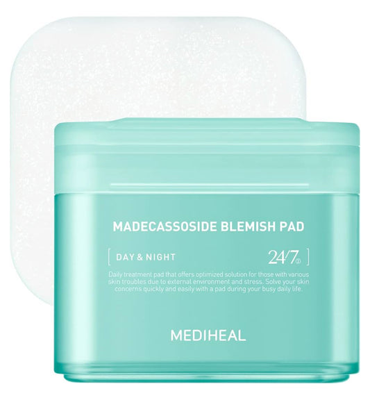 Mediheal Madecassoside Blemish Pad | Square Cotton Facial Toner Pads With Centella Asiatica & Madecassoside | Anti Blemish Face Pads To Improve Uneven Skin Tone | 100 Pads