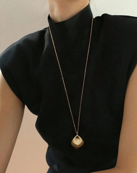 Long 18k gold plated shell Abaya Necklace