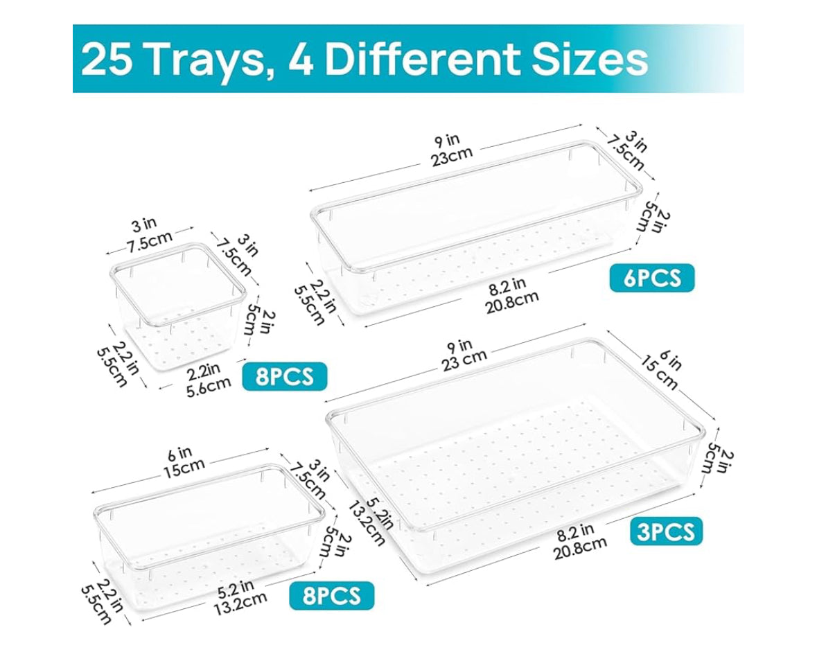 25pcs Drawer Organizer Set/ Makeup Organiser