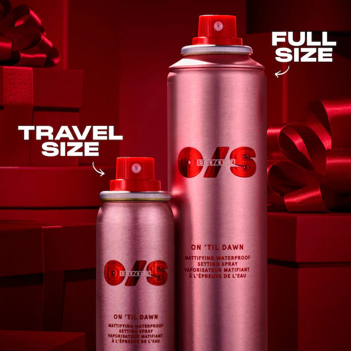 ONE/SIZE by Patrick Starrr 
On 'Til Dawn Mattifying Waterproof Setting Spray Big & Bitty Duo