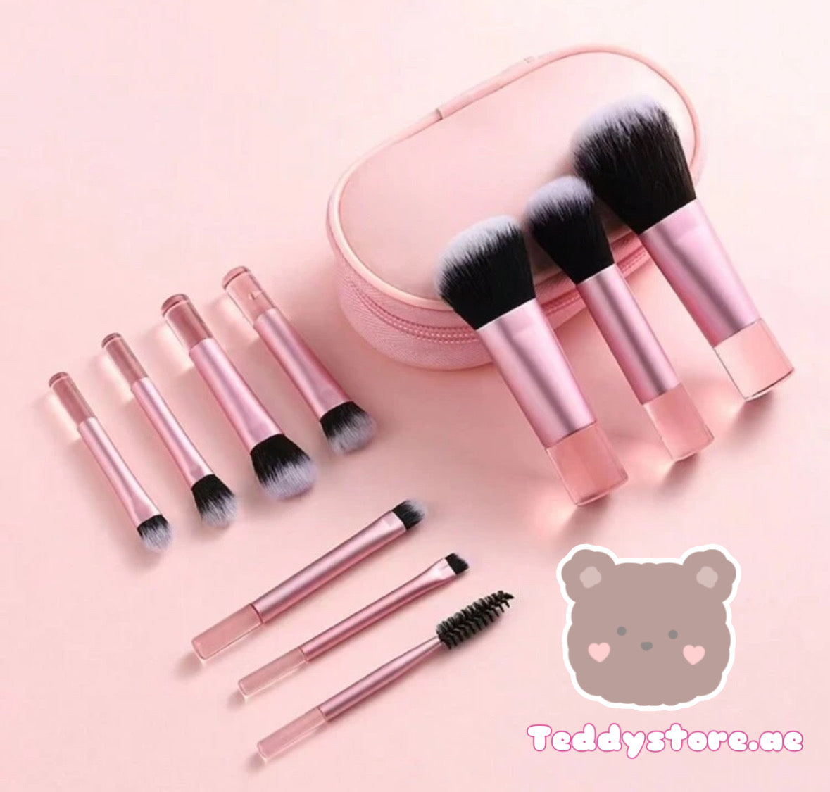 (Giveaways) Mini Portable Makeup Brush set with small teddy store bag and Eid Mubarak Tag