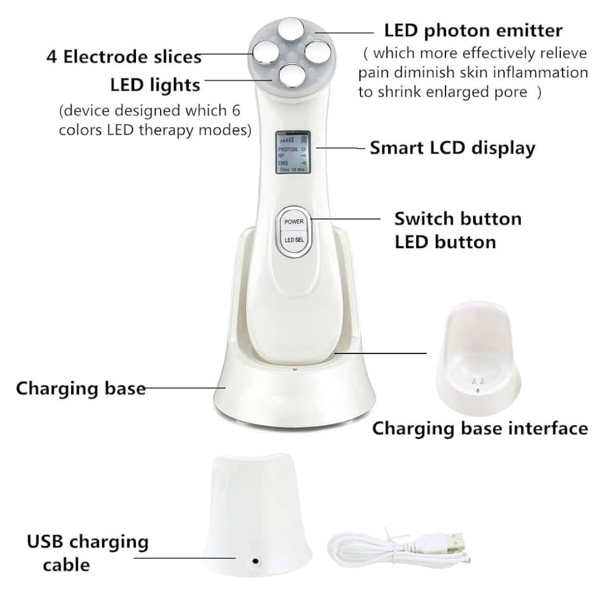 Radio Frequency Skin Tightening Machine, 5 in 1 RF Ion Mesotherapy Face Beauty Massager