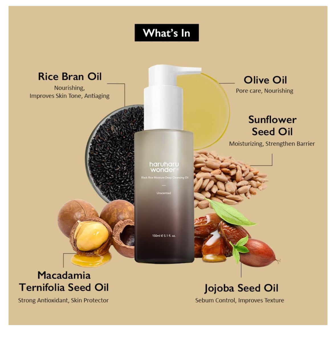 Haruharu Wonder Black Rice Moisture Deep Cleansing Oil Makeup Remover, 150ml