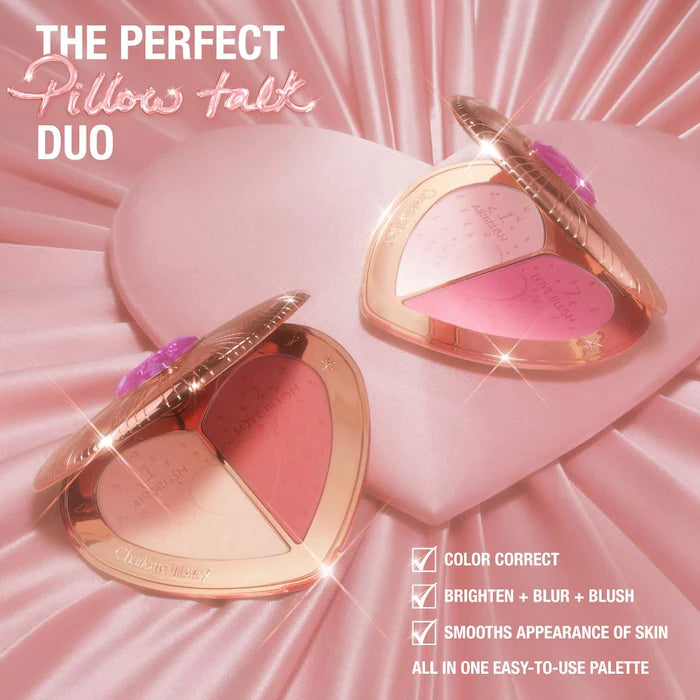 Charlotte tilbury Pillow Talk Beauty Soulmates Airbrush Flawless Finish Brightening and Blush Powder Palette